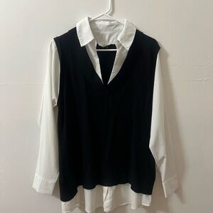 Elegant Black and White Women's Top